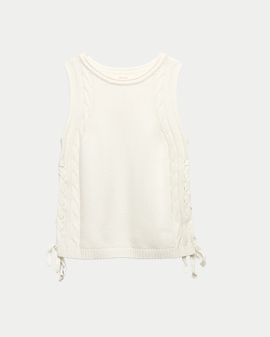 Cotton Rich Tie Side Knitted Tabard in Ecru