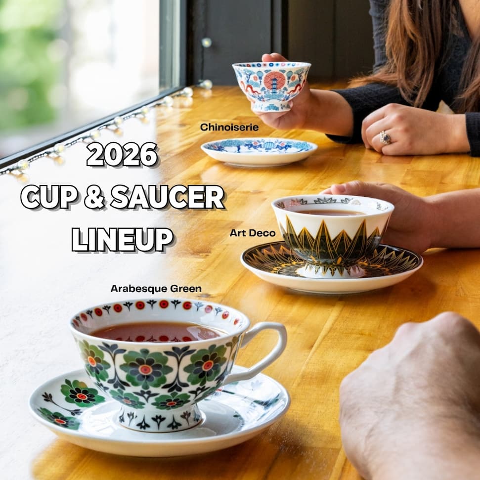 2026 cup and saucer lineup: chinoiserie, arabesque green, art deco