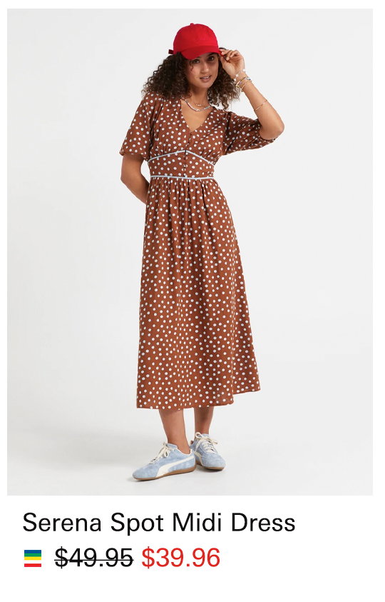 SERENA SPOT BUTTON DOWN MIDI DRESS