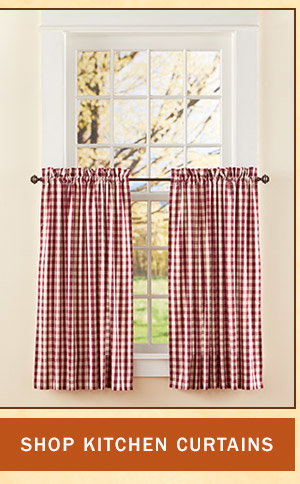 Shop Kitchen Curtains. Cabin Check Rod Pocket Tiers