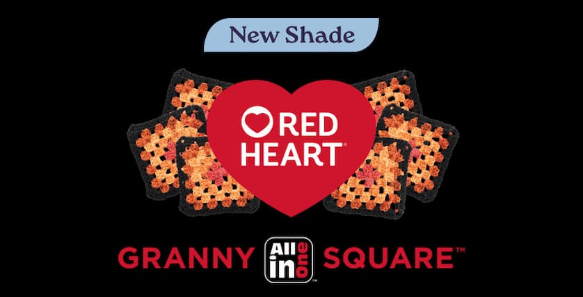NEW Shade Red Heart All in One Granny Square - Black - Tangerine Dream