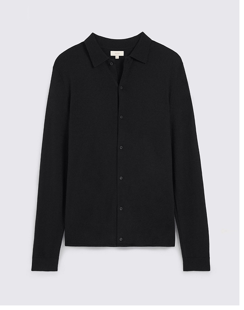 Black Merino Knitted Shirt