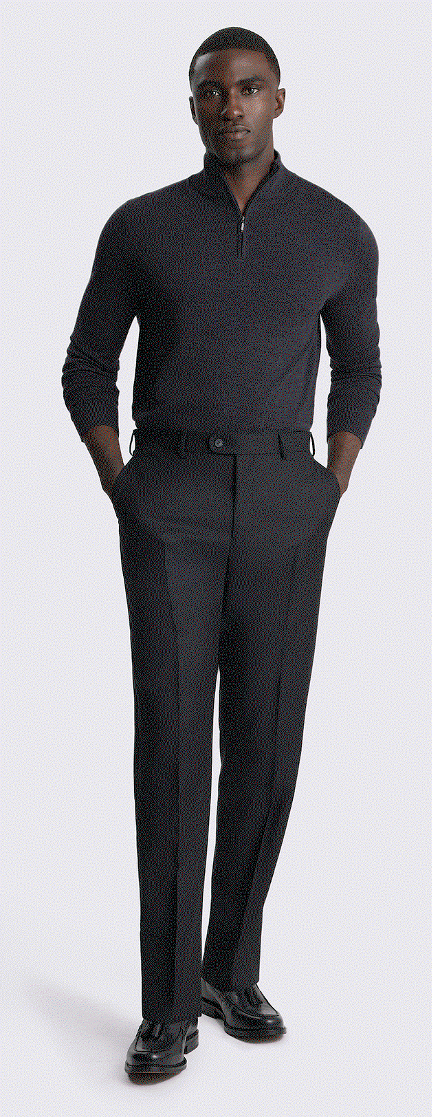 Charcoal Merino Zip-Neck Jumper