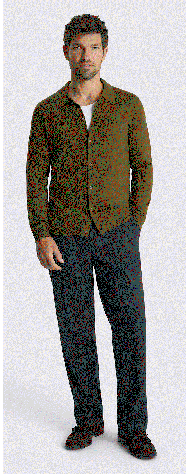 Olive Merino Knitted Shirt