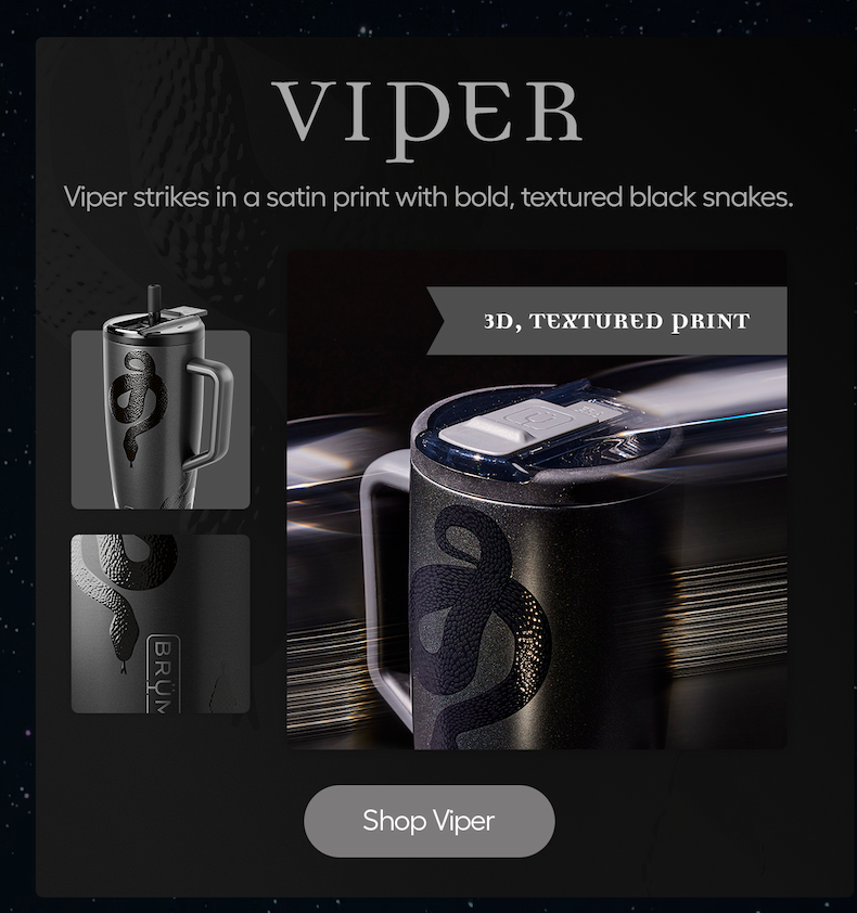 Viper: Viper strikes in a satin print with bold, textured black snakes. 3D, Texture Print