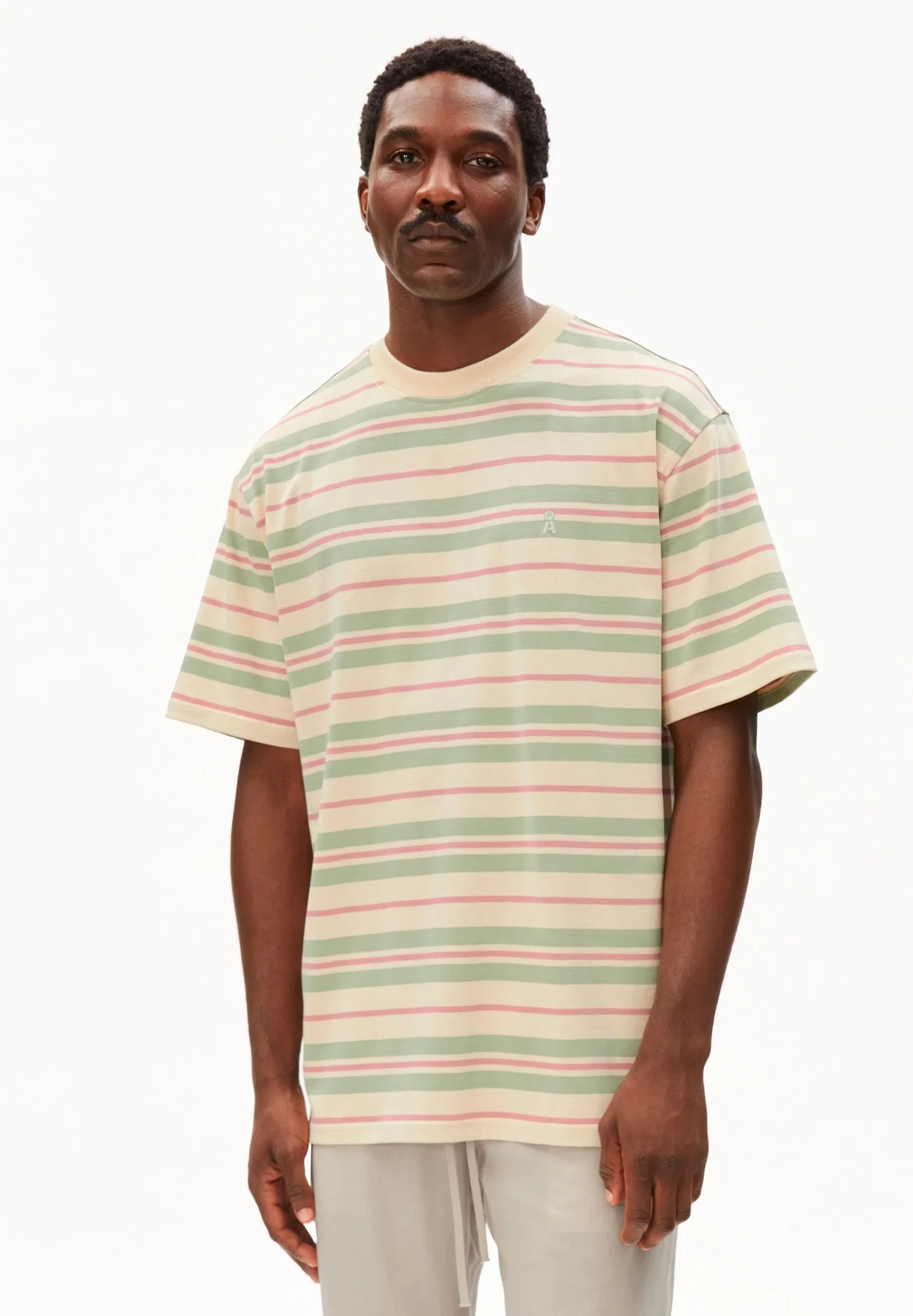 MAARKOS STRIPES T-SHIRT | foam-washed berry