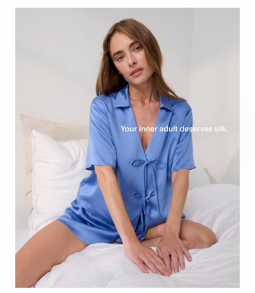 Washable Silk Tie Front Short Set
