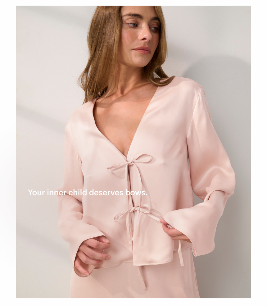 Washable Silk Tie Front Pant Set