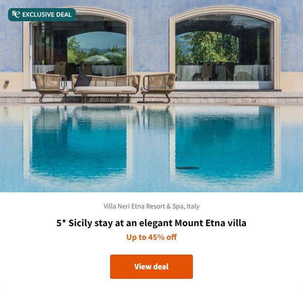 5* Sicily stay at an elegant Mount Etna villa