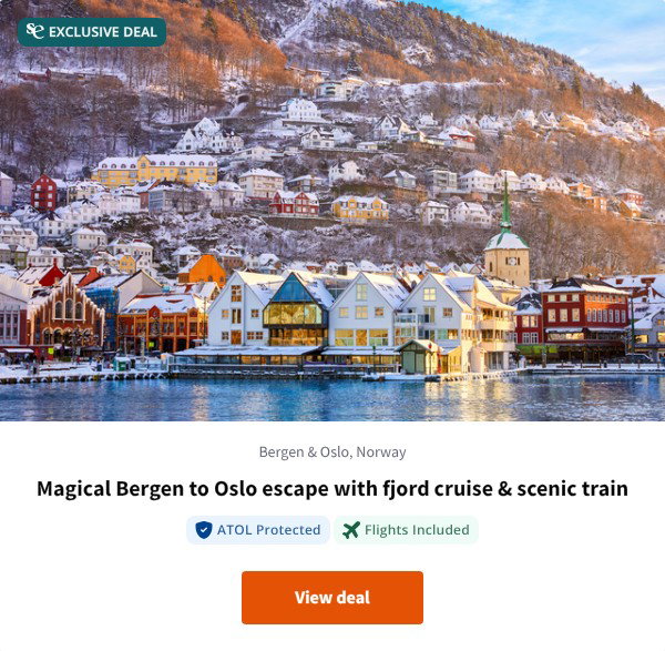 Magical Bergen to Oslo escape with fjord cruise & scenic train