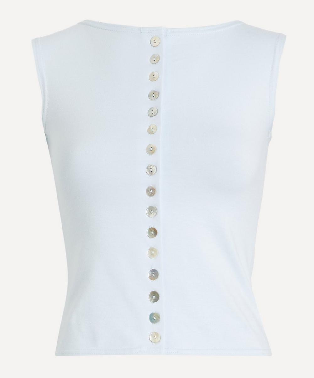 Susamusa Sadaf Blue Jersey Buttoned Top