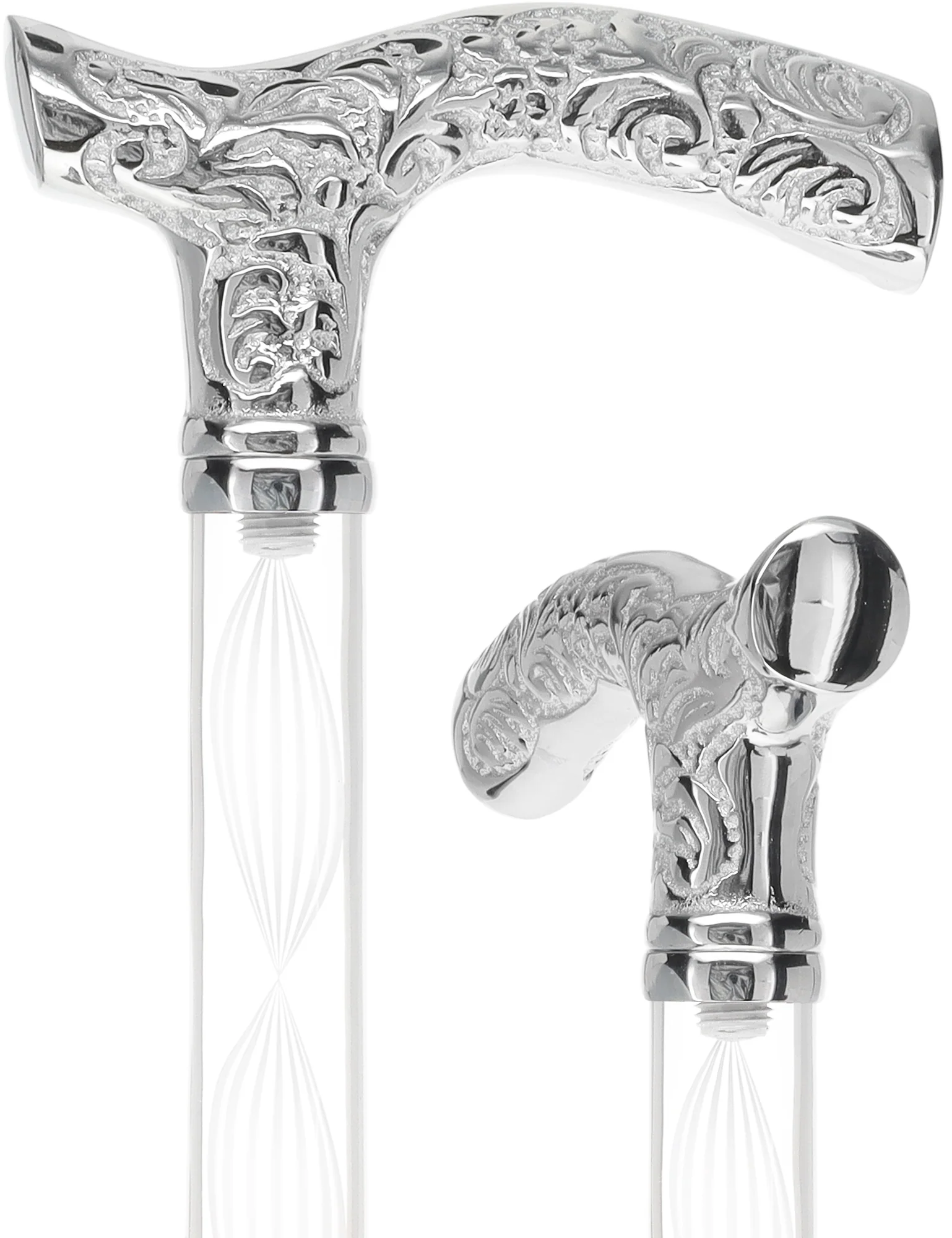 Image of Crystal Elegance Chrome Fritz Cane with Invisible Acrylic Shaft Options