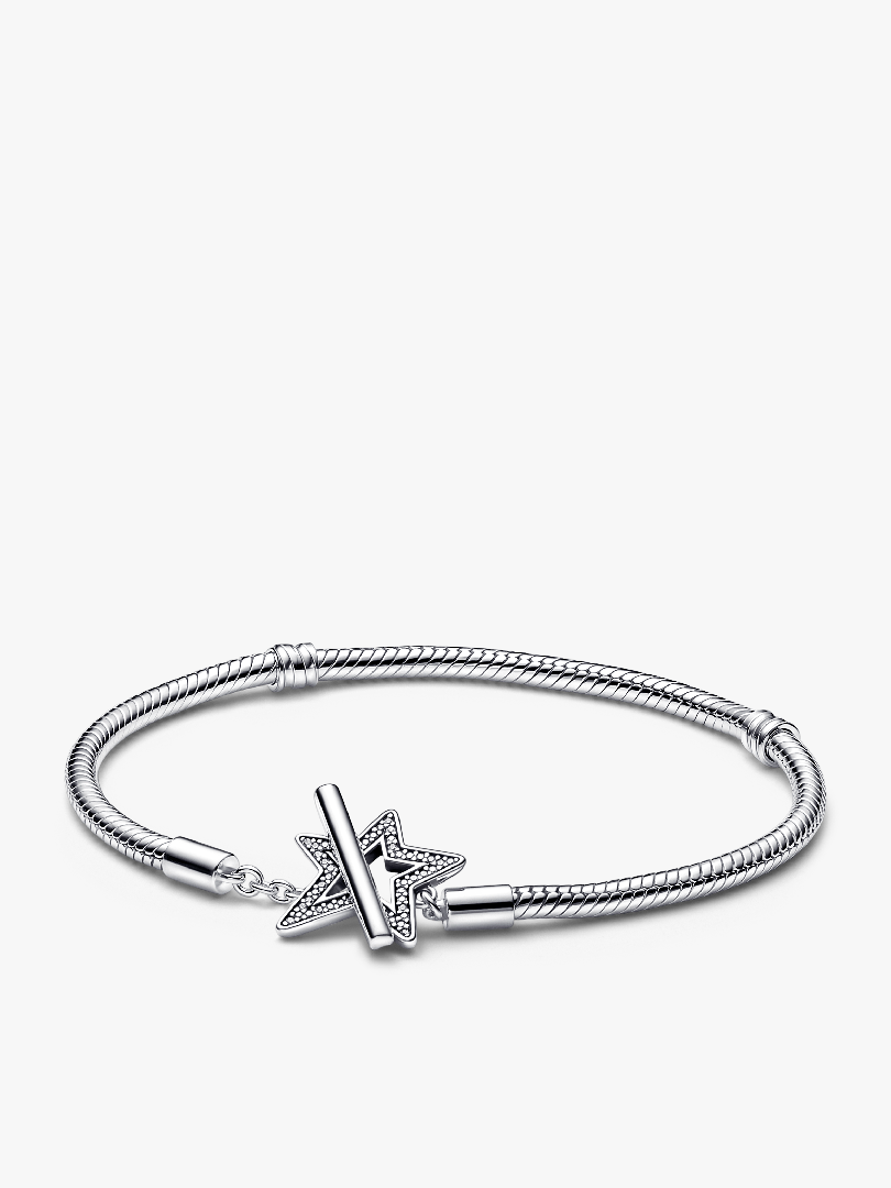 Pandora Moments Asymmetric Star T-bar Snake Chain Bracelet