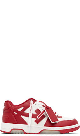 Red & White Out Of Office Calf Leather Sneakers - Off-White