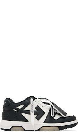 Black & White 'Out Of Office' Calf Leather Sneakers - Off-White