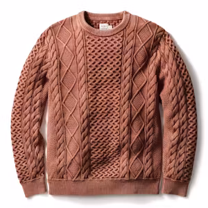 Washed Cotton Cableknit Crewneck