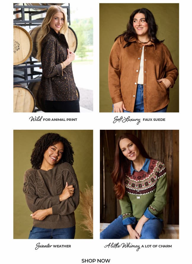 Trends: Wild for Animal Print, Soft Luxury, Sweater Weather, and A Little Whimsy