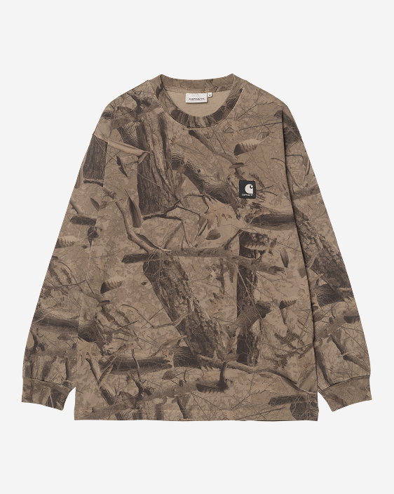 Carhartt WIP Long Sleeve Feather Tree T-Shirt | Khaki / Shungite Camo Feather Tree