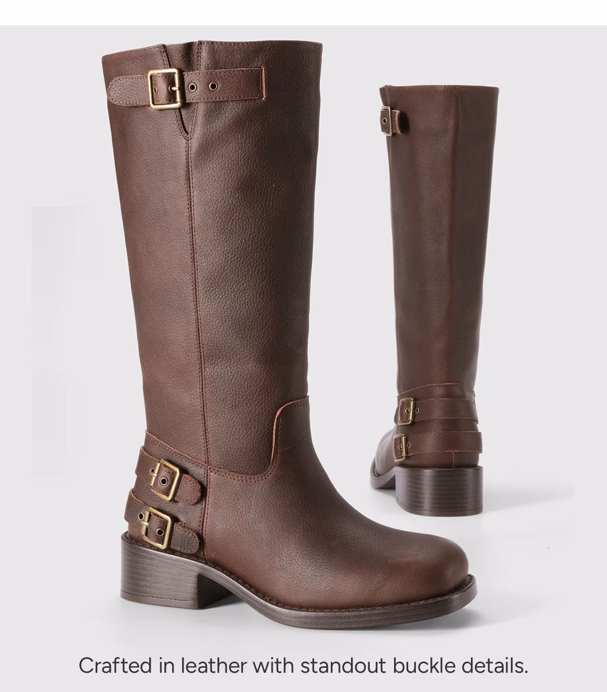 Crafted in leather with standout buckle details.