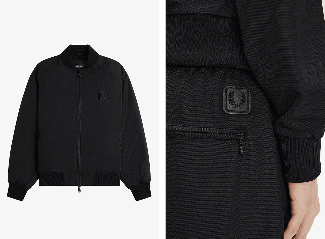 Fred Perry Leather Patch Bomber Jacket and Trousers