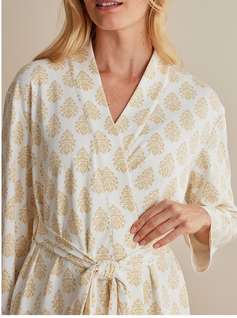 Printed Pima Cotton Women's Kimono Robe