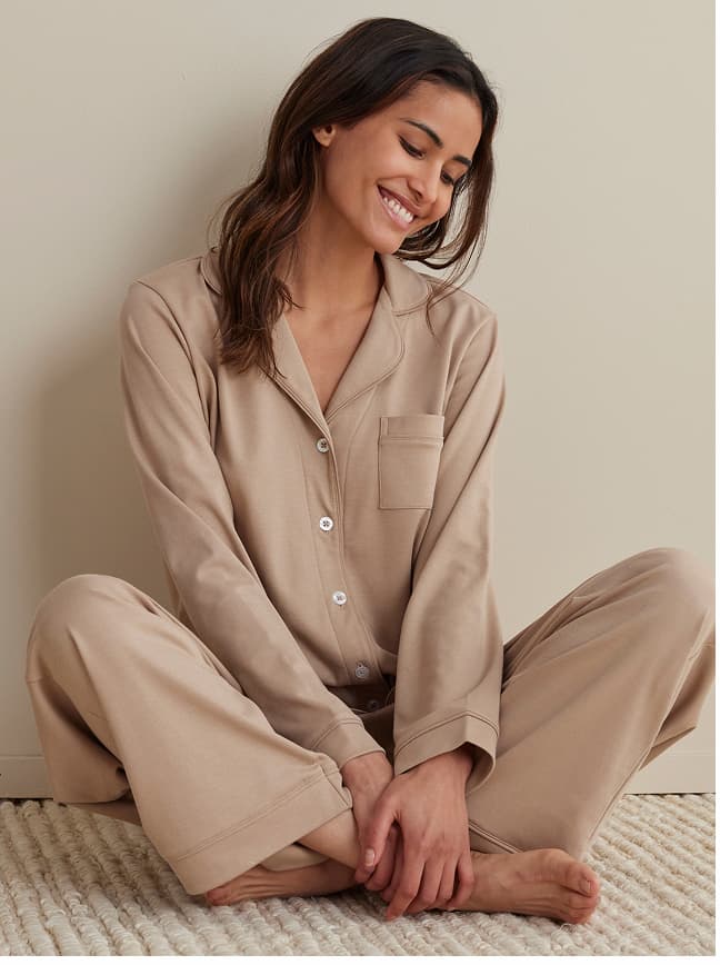Pima Cotton Women's Button-Down Pajama Set