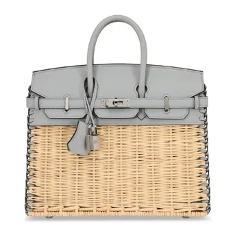 A Limited Edition Bleu Glacier Swift Leather & Osier Picnic Birkin 25 With Palladium Hardware