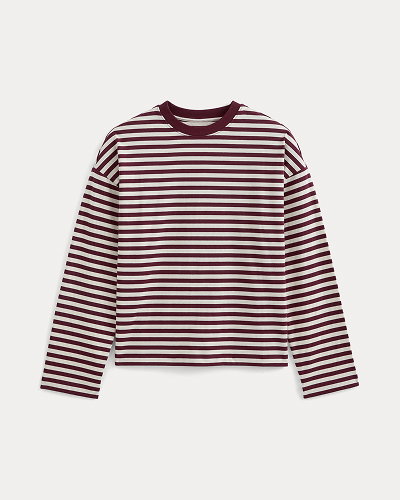 Image | Forever Jersey Boxy  Long-Sleeve Crew | Cabernet / Birch  
