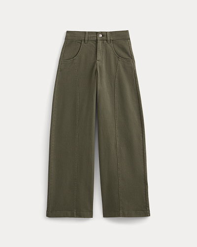 Image | Utility Seamed Wide-Leg Pant |Olive Night