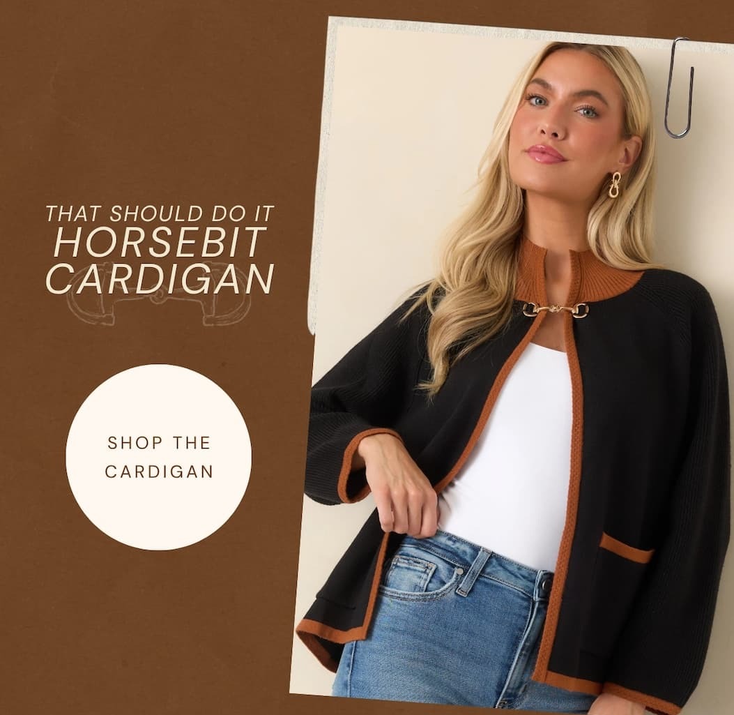 "That should do it horse bit cardigan. Shop the cardigan."