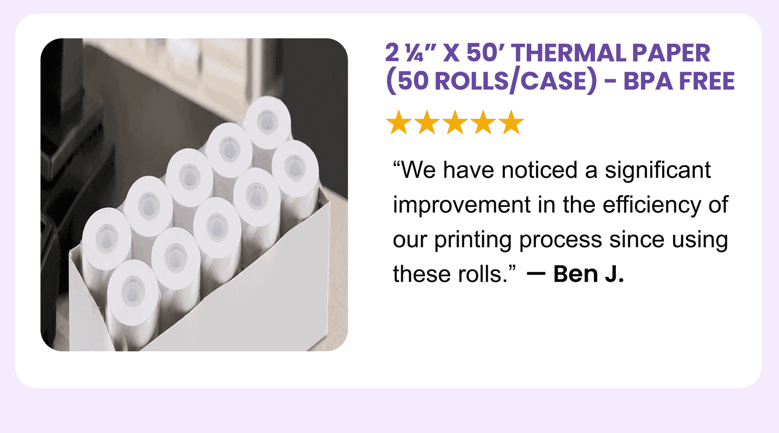 2 1/4" x 85' Thermal Paper Small Pack (10 rolls/case) - BPA Free