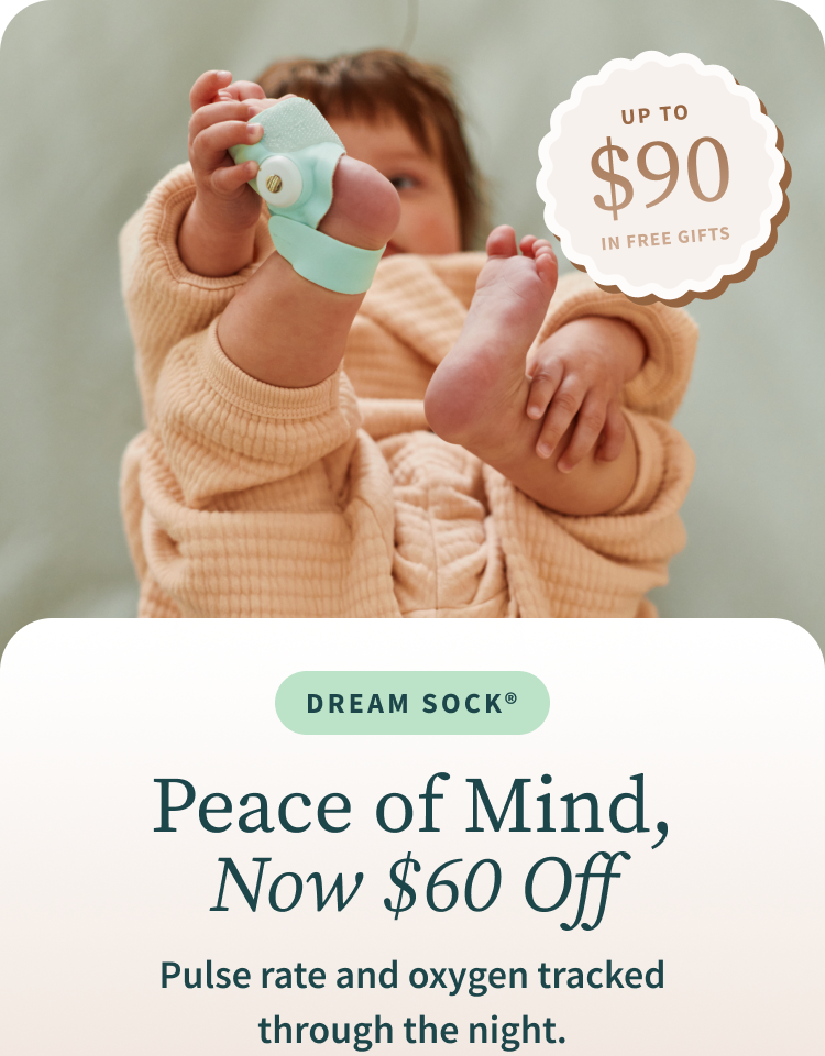 Dream Sock | Peace of Mind, Now $60 Off | Pulse rate and oxygen tracked through the night.