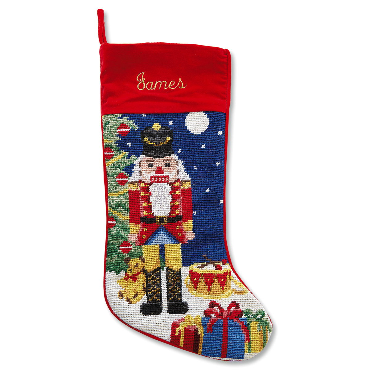 Image of Nutcracker Heirloom Needlepoint Personalized Christmas Stocking