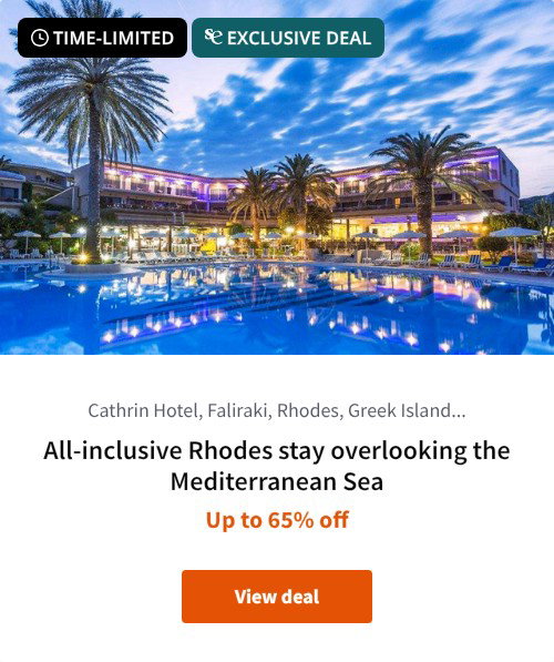 All-inclusive Rhodes stay overlooking the Mediterranean Sea