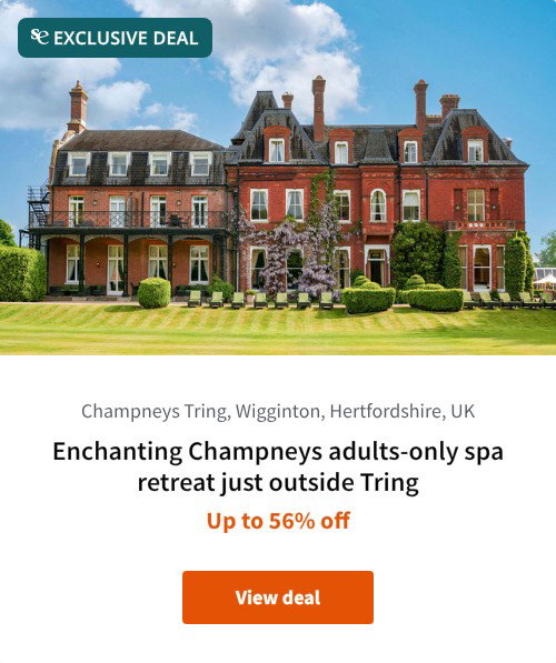 Enchanting Champneys adults-only spa retreat just outside Tring