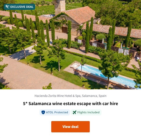 5* Salamanca wine estate escape with car hire