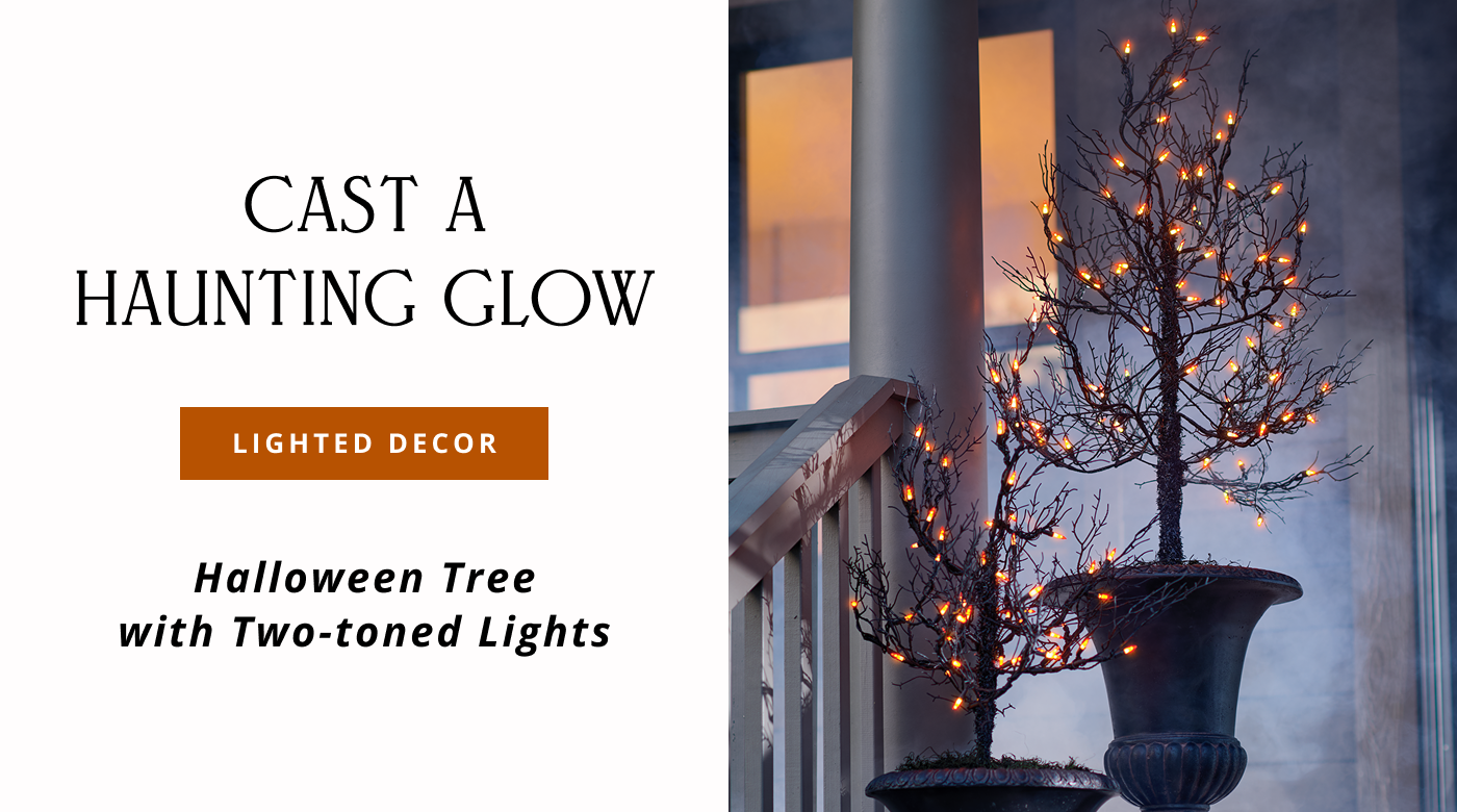 Cast A haunting Glow Lighted Decor Halloween Tree with Two-toned Lights