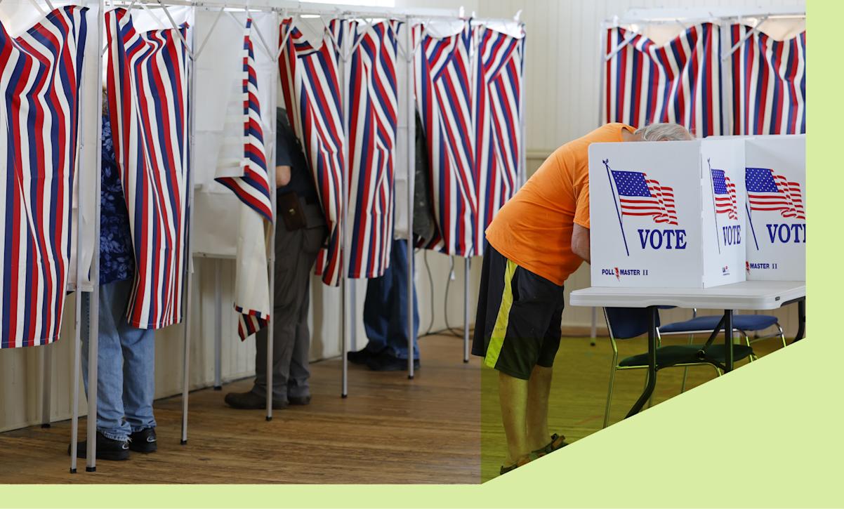 Voters cast their ballots in the primary for midterm elections at Sanbornton Town Hall on September 8, 2026 in Sanbornton, New Hampshire.