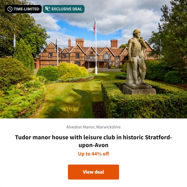 Tudor manor house with leisure club in historic Stratford-upon-Avon