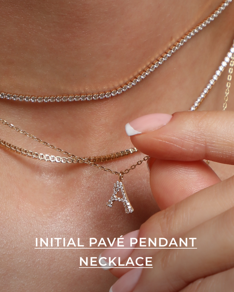 INITIAL PAVÉ PENDANT NECKLACE