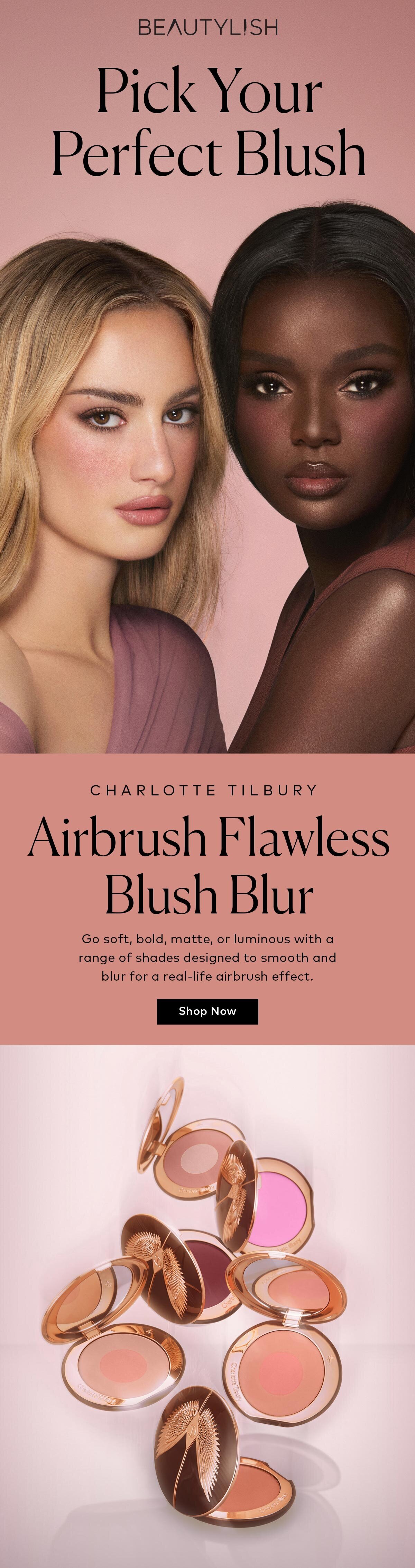 Go soft, bold, matte, or luminous with a range of shades designed to smooth and blur for a real-life airbrush effect. Shop the Charlotte Tilbury Airbrush Flawless Blush Blur on Beautylish.com