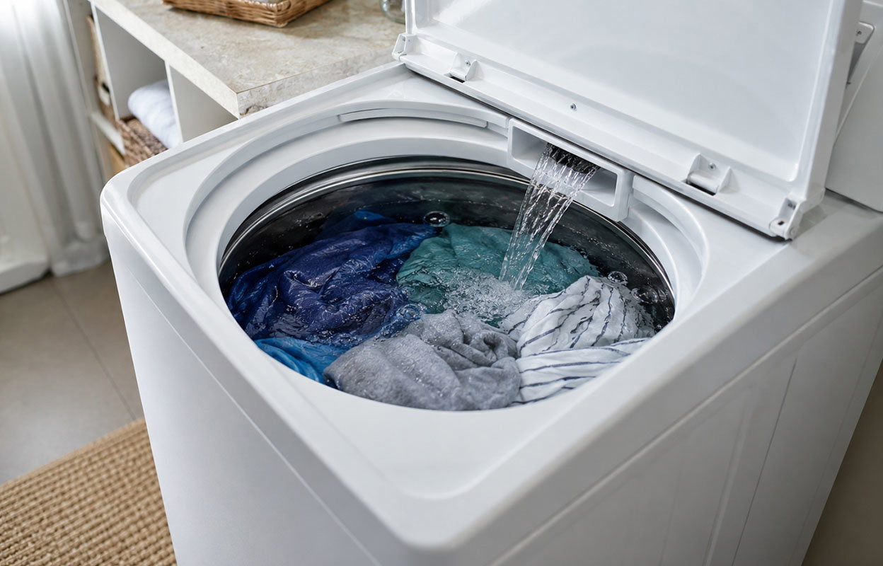 A washer filling up with water