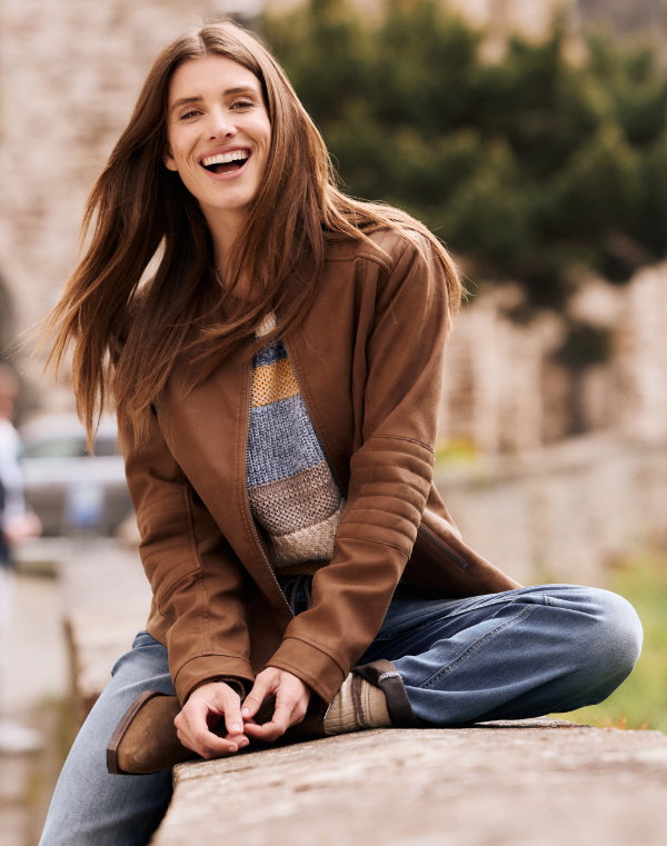 Jacke im Biker-Style, Lederlook