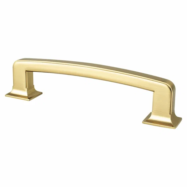 Berenson Hearthstone 5-1/16 Inch CC Cabinet Pull, Modern Brushed Gold, Zinc Material, Traditional Style, Ideal for Raised Panel Cabinets