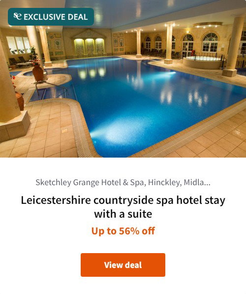 Leicestershire countryside spa hotel stay with a suite