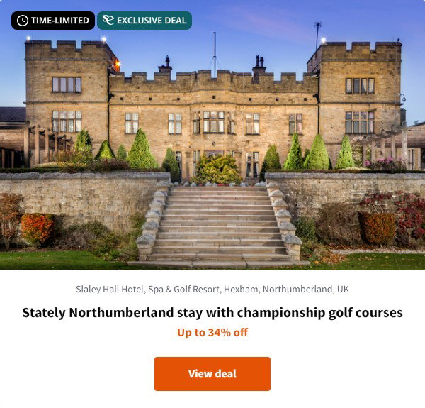 Stately Northumberland stay with championship golf courses