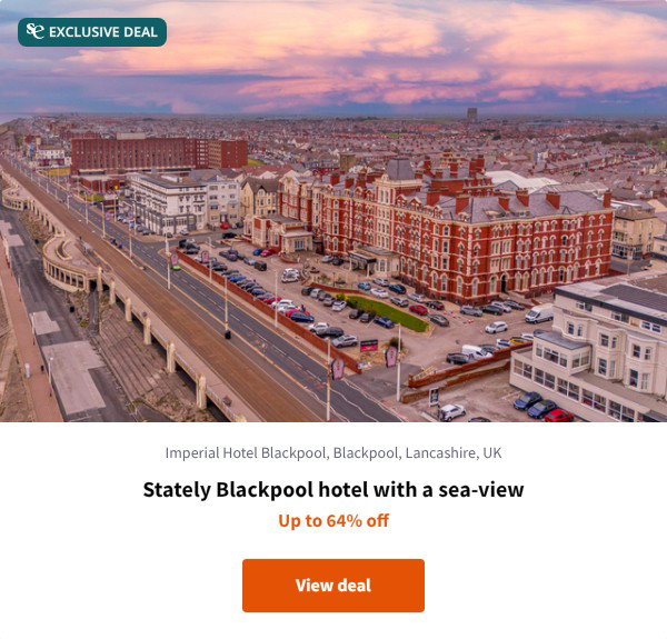Stately Blackpool hotel with a sea-view