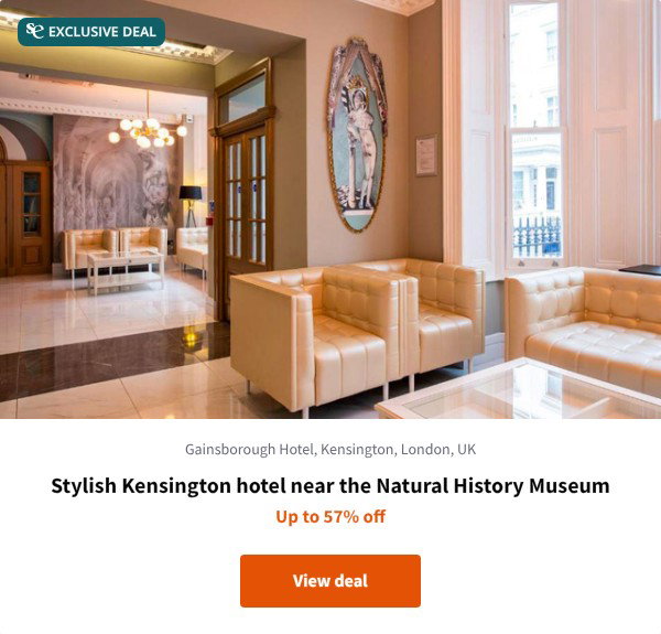 Stylish Kensington hotel near the Natural History Museum