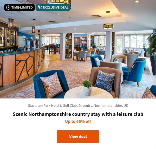 Scenic Northamptonshire country stay with a leisure club