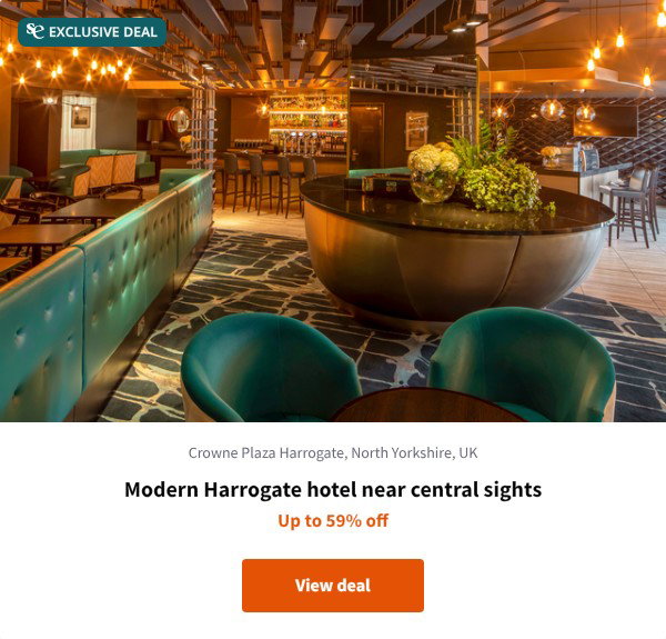 Modern Harrogate hotel near central sights